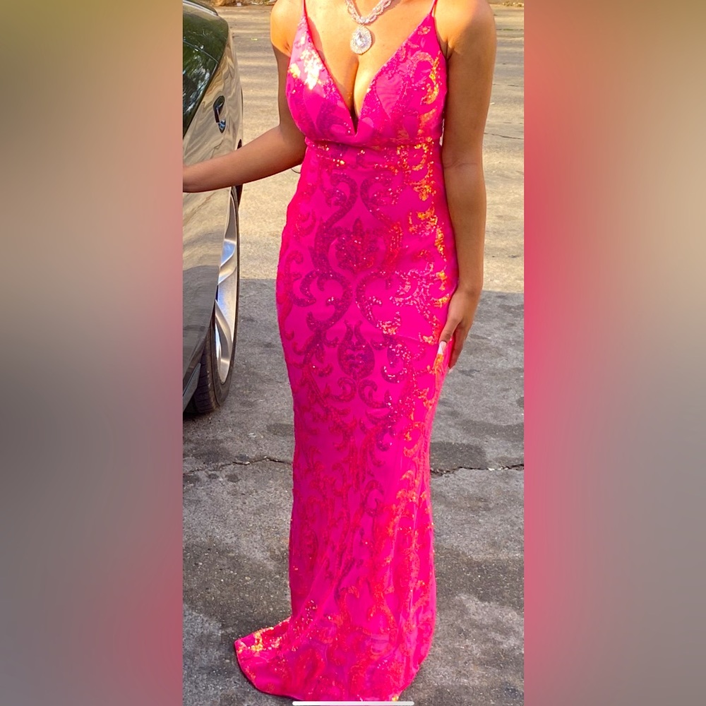 Dark pink small prom dress.